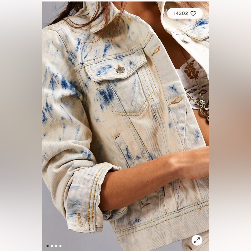 NWOT Free People Rumors Denim Jacket in Jones Tie Dye Size S - Picture 4 of 15